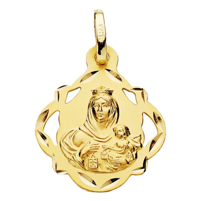 Médaille Scapulaire Vierge du Mont Carmel et Sacré Coeur de Jésus, Or Jaune 750, 16 mm à 24 mm - Lumiosa