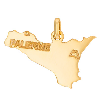 Pendentif Carte Sicile Palerme, Or jaune - Rosatella
