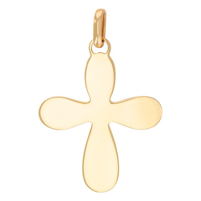 Pendentif Croix de Baptême Arrondie, Or Jaune, 19x23.60mm - Rosatella
