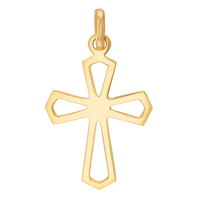 Pendentif Ajouré Croix Catholique, Or jaune, 16x23mm - Rosatella