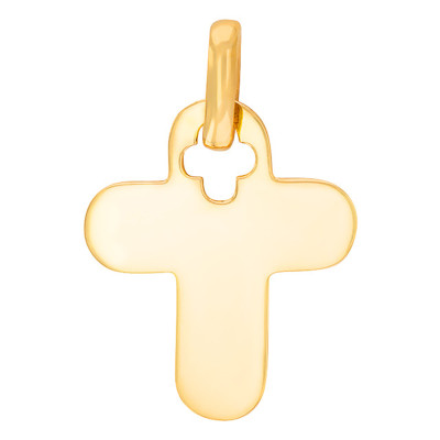 Pendentif Croix de Baptême Motif Ajouré, Or Jaune, 12x15mm - Rosatella
