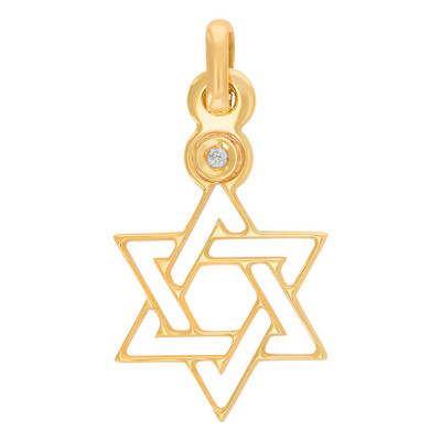 Pendentif Etoile de David Ajourée Diamant, Or jaune - Rosatella