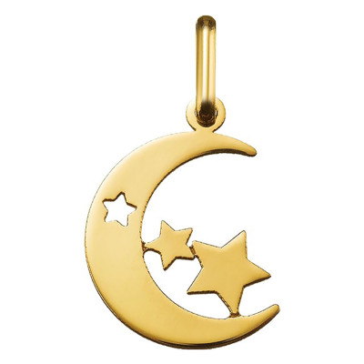 Pendentif lune étoilée, Or jaune 750 - Argyor
