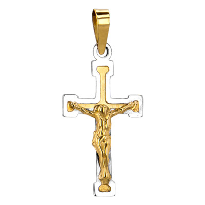Croix Christ en Relief, 2 Ors 750, 12.50x21mm - Vandona