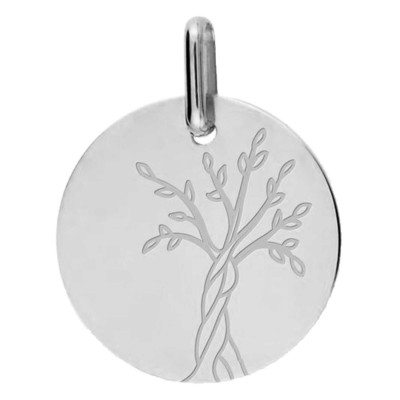 Médaille Arbre de Vie, Or blanc 750, 16mm - Lucas Lucor