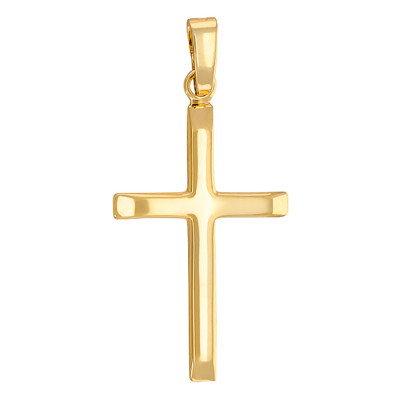 Croix fil aplati bélière épaisse, Or jaune 750 - Vandona