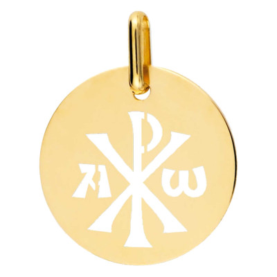 Médaille Chrisme ajouré, Or Jaune, 15mm - Lucas Lucor