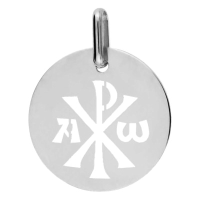 Médaille Chrisme ajouré, Or Blanc, 15mm - Lucas Lucor