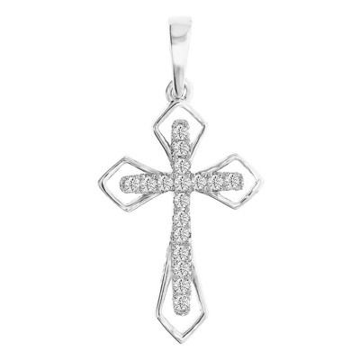 Pendentif Croix Or Diamants 0,09 ct & Blanc 375 - Juweel