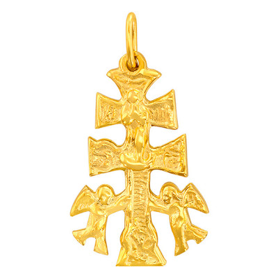 Pendentif Croix de Caravaca, Or Jaune, 32x21mm - Vandona