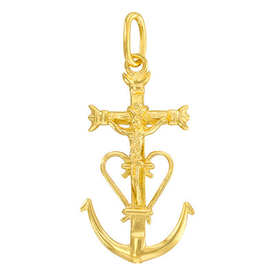 Croix de Camargue, Or Jaune, 17x32mm - Vandona