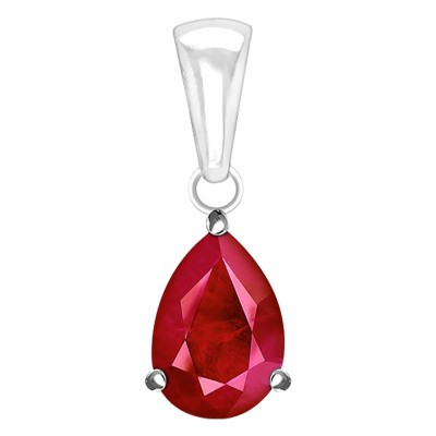 Pendentif Rubis, Or Blanc - Aurora