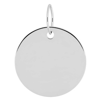 Pendentif à graver rond, Or blanc - Emanessence