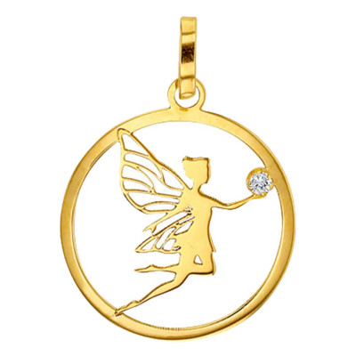 Pendentif fée ailée ajourée, Or jaune 750 - Rosatella