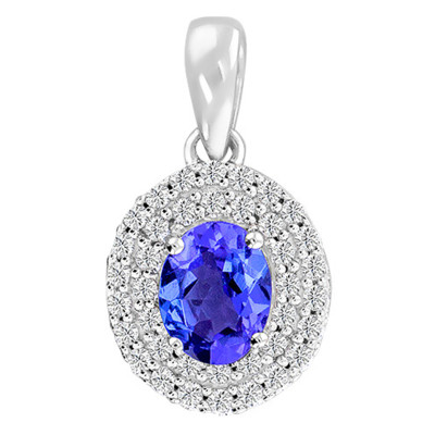Pendentif Tanzanite & Diamants, Or Blanc - Aurora