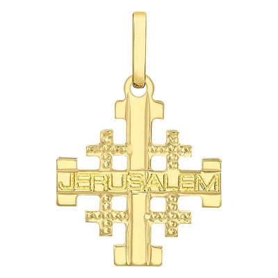 Pendentif Croix Jérusalem, Or Jaune 375, 22x14.5mm - Emanessence