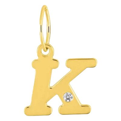 Pendentif lettre K, Or jaune 750 et diamant - Emanessence