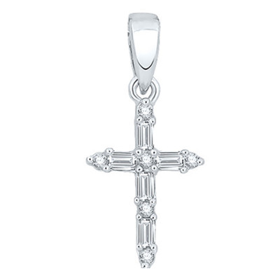 Pendentif Croix, Or Blanc & Diamants 0,10 ct - Aurora