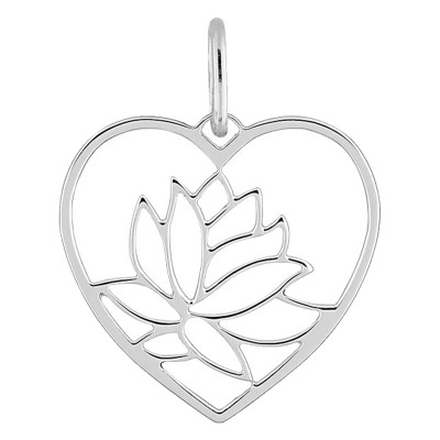Pendentif Coeur Nénuphar, Argent - Emanessence