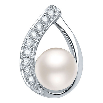 Pendentif Perle & Diamants, Or Blanc - Aurora