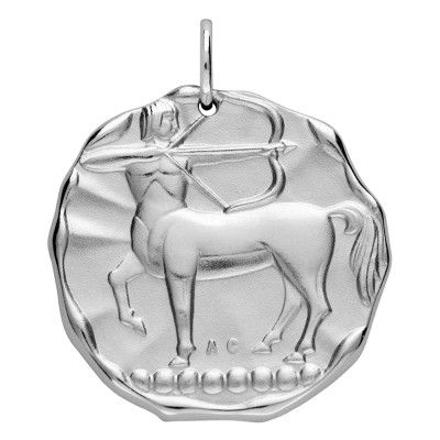 Pendentif Signe astrologique Sagittaire, Argent Sablé, 24mm - Augis