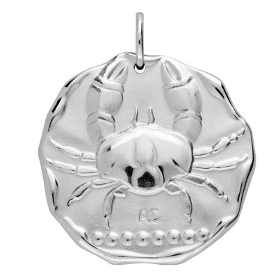 Pendentif Signe Astrologique Cancer, Argent Sablé, 24mm - Augis