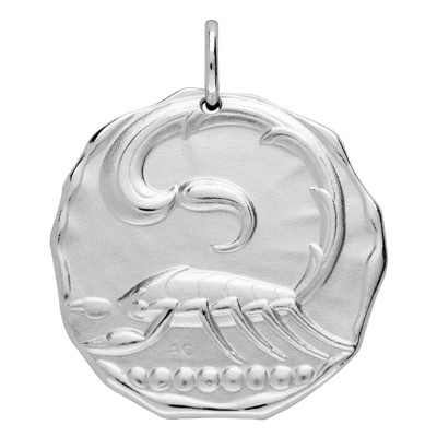 Pendentif Signe astrologique Scorpion, Argent Sablé, 24mm - Augis