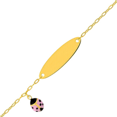Gourmette Bébé Coccinelle, Or jaune 750 & Email, 12 à 14cm - Bambins