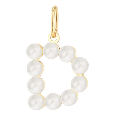 Pendentif Lettre D, Perles & Or jaune 375 - Emanessence