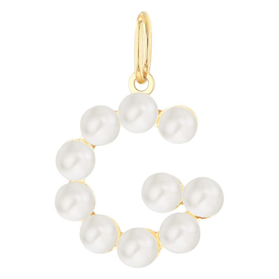 Pendentif Lettre G, Perles & Or jaune 375 - Emanessence