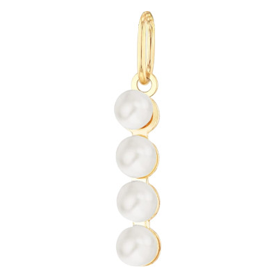 Pendentif Lettre I, Perles & Or jaune 375 - Emanessence