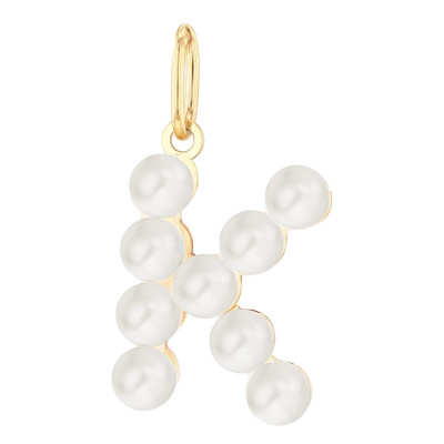 Pendentif Lettre K, Perles & Or jaune 375 - Emanessence