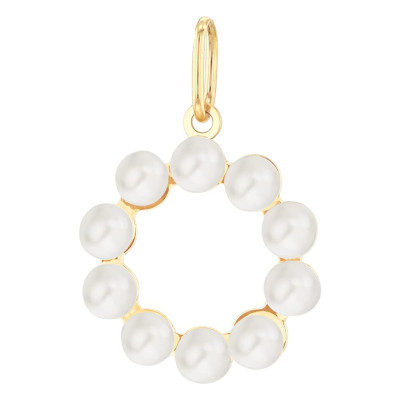 Pendentif Lettre O, Perles & Or jaune 375 - Emanessence