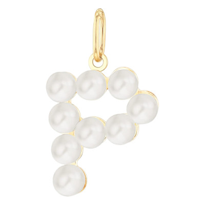 Pendentif Lettre P, Perles & Or jaune 375 - Emanessence
