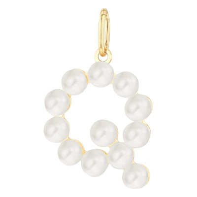 Pendentif Lettre Q, Perles & Or jaune 375 - Emanessence
