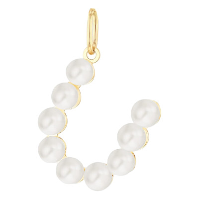 Pendentif Lettre U, Perles & Or jaune 375 - Emanessence