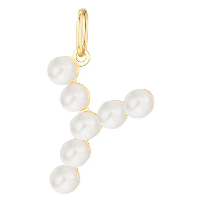 Pendentif Lettre Y, Perles & Or jaune 375 - Emanessence