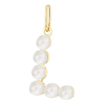 Pendentif Lettre L, Perles & Or jaune 375 - Emanessence