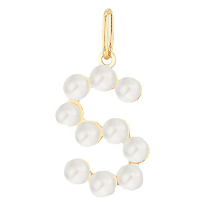 Pendentif Lettre S, Perles & Or jaune 375 - Emanessence