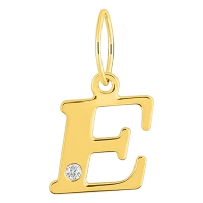 Pendentif lettre E, Or jaune 750 et diamant - Emanessence