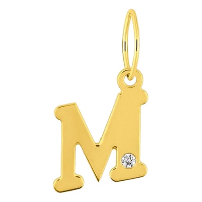 Pendentif lettre M, Or jaune 750 et diamant - Emanessence