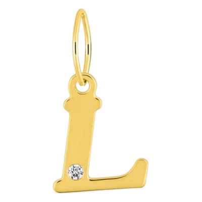 Pendentif lettre L, Or jaune 750 et diamant - Emanessence