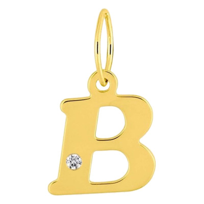 Pendentif lettre B, Or jaune 750 et diamant - Emanessence