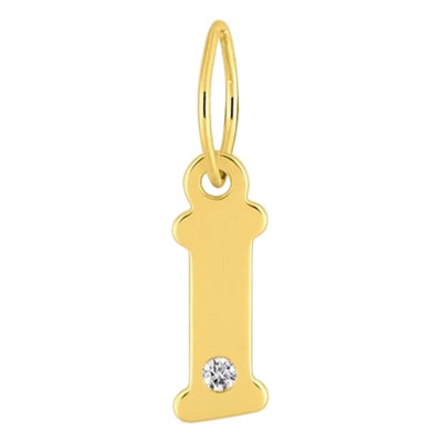 Pendentif lettre I, Or jaune 750 et diamant - Emanessence