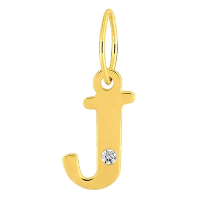 Pendentif lettre J, Or jaune 750 et diamant - Emanessence
