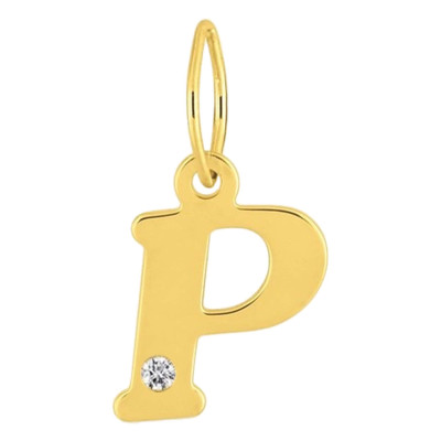 Pendentif lettre P, Or jaune 750 et diamant - Emanessence