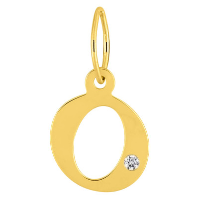 Pendentif lettre O, Or jaune 750 et diamant - Emanessence