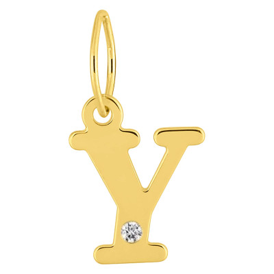 Pendentif lettre Y, Or jaune 750 et diamant - Emanessence