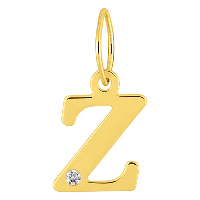 Pendentif lettre Z, Or jaune 750 et diamant - Emanessence