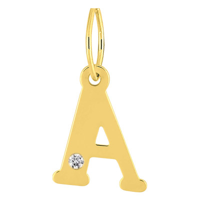 Pendentif lettre A, Or jaune 750 et diamant - Emanessence